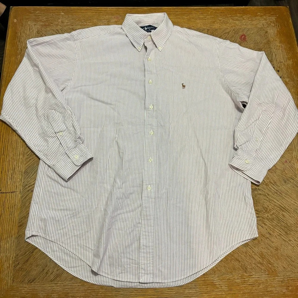 Mens Polo Ralph Lauren Button Down Colored Pony Striped Light 16-34 Large Casual - Picture 1 of 6